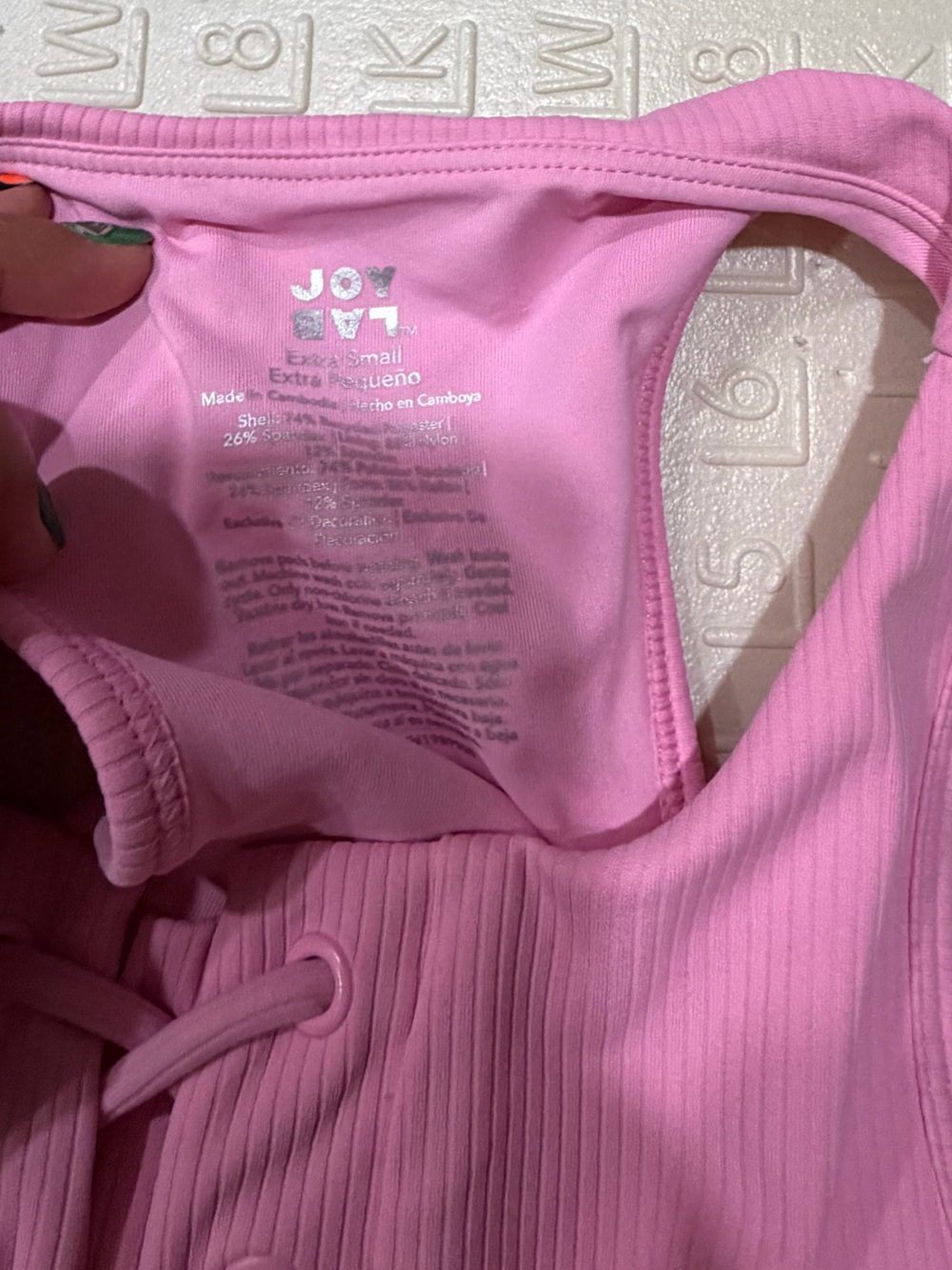 JoyLab Pink Ribbed Lace-Up Crop Tank - Picture 5 of 5